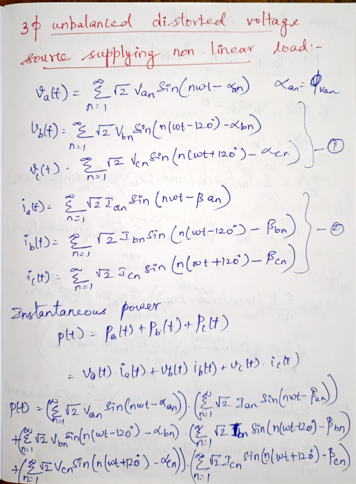 3 Phase Unbalanced Distorted Voltage Source Analysis for Non-Linear ...