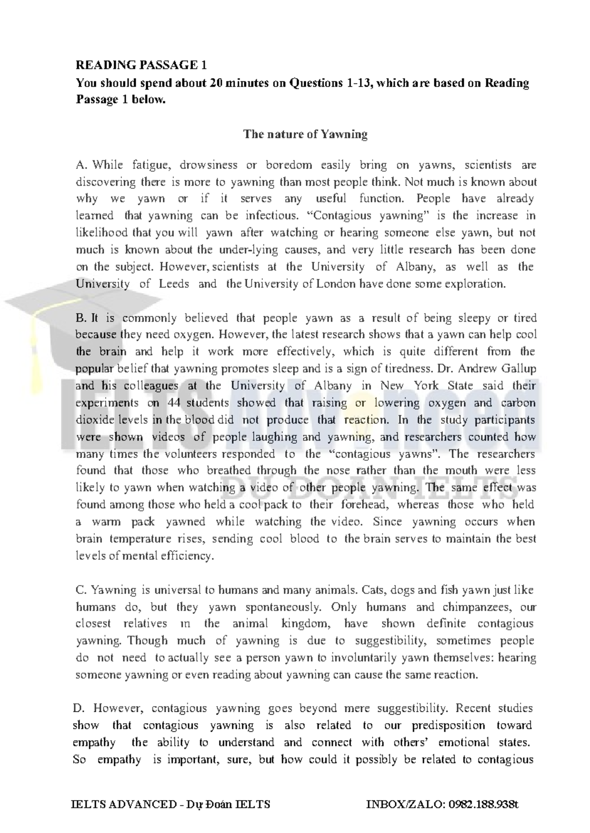 IELTS ADVANCED Reading Passage 1 & 2 Analysis and Insights - Studocu