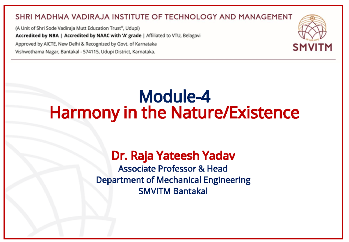 UHV Module-4: Harmony in Nature and Human Interdependence - Studocu
