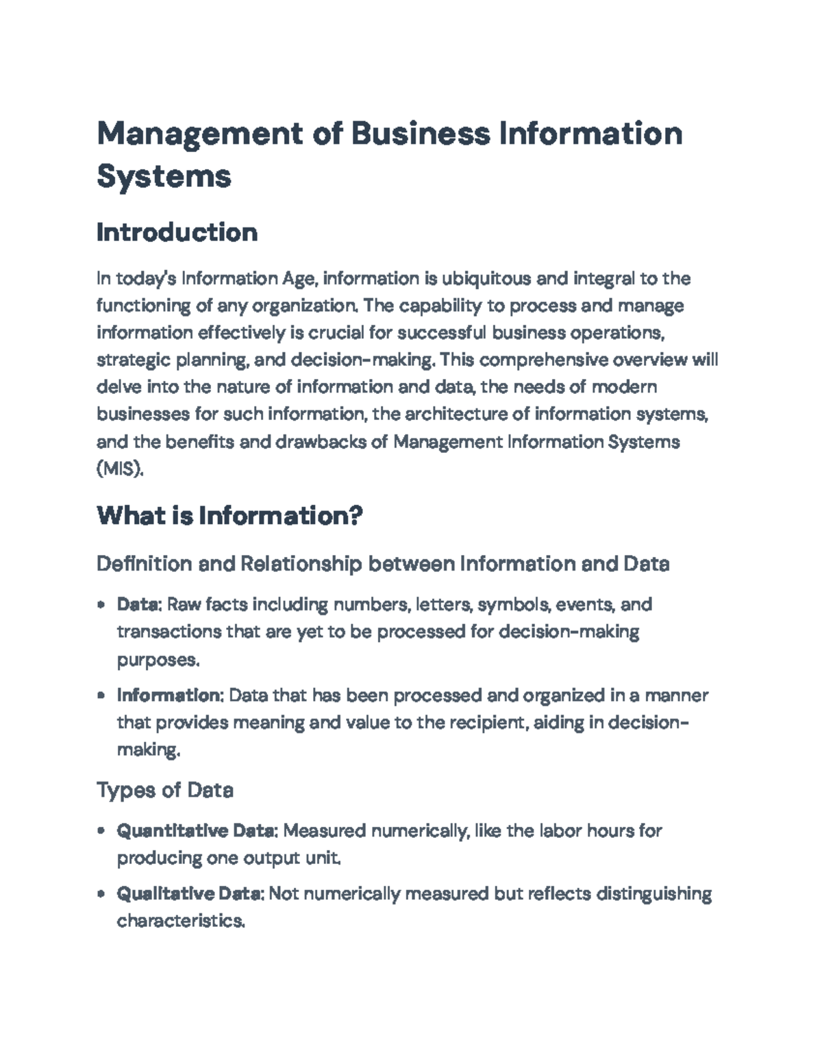 Management of Business Information Systems: Overview and Analysis ...
