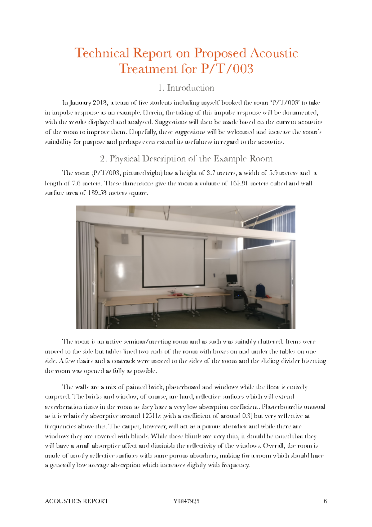 Technical Report on Proposed Acoustic Treatment - Te c h n i c a l Re p ...