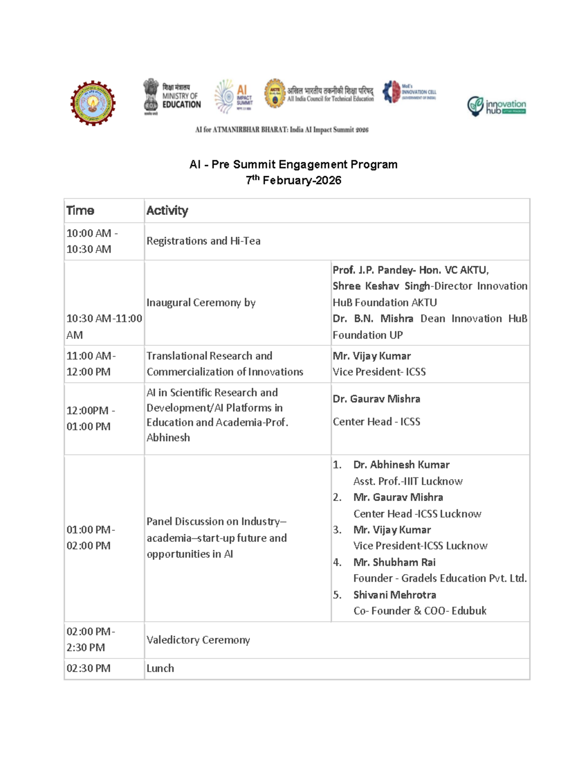 AI Pre Summit Engagement Program - Schedule & Activities - Studocu