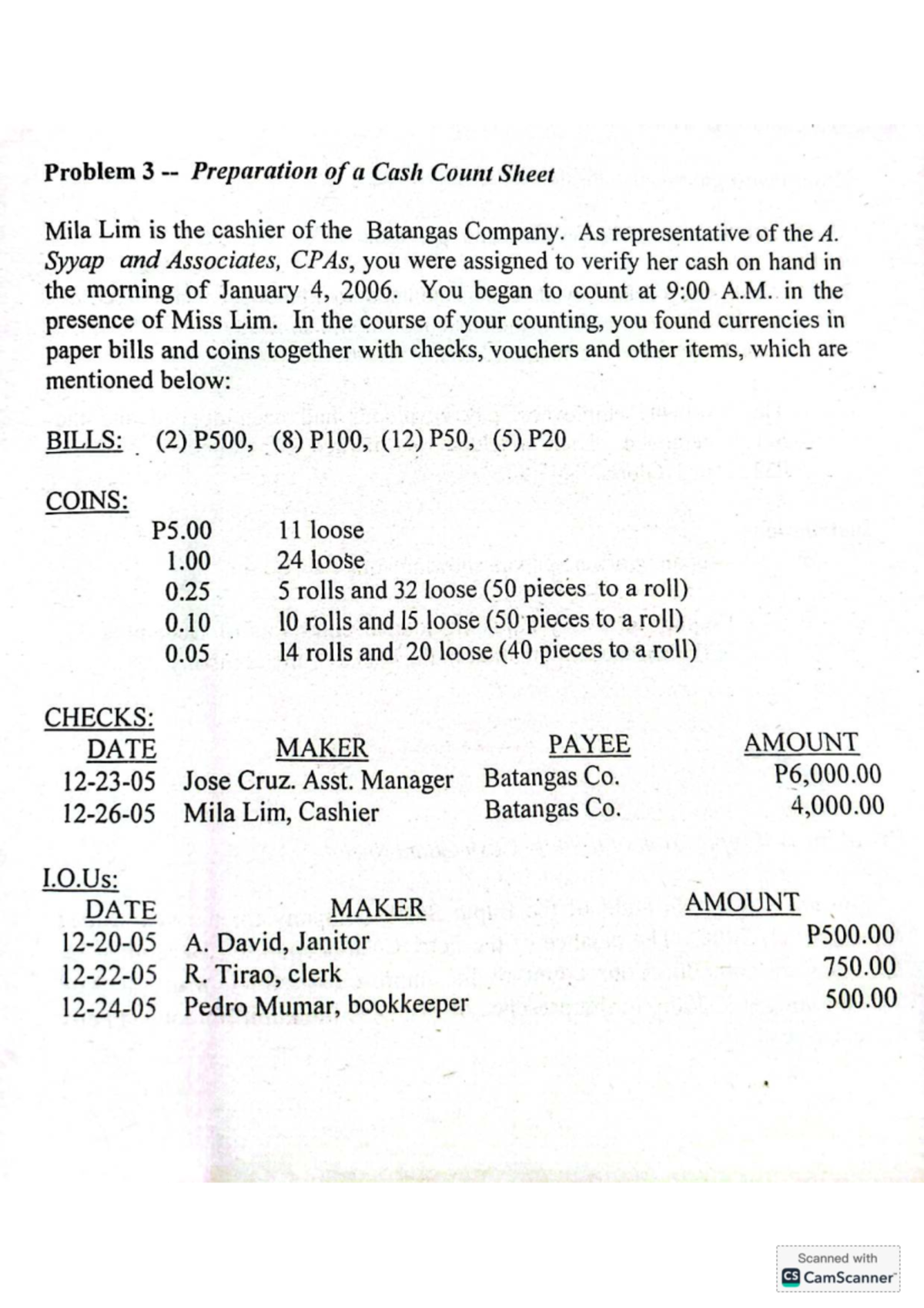 Audit of Cash Assignment 2: Cash Count & Bank Reconciliation - Studocu