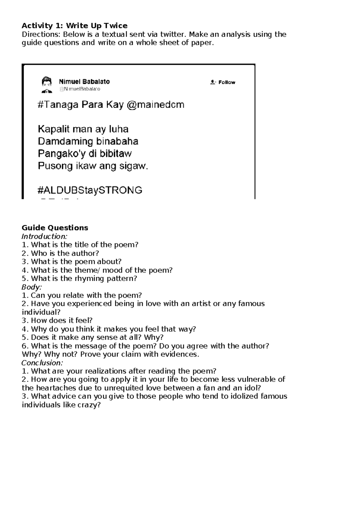 21st century learning activity - Activity 1: Write Up Twice Directions ...