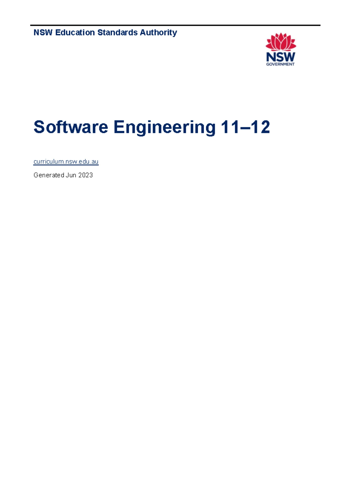 Software Engineering HSC Course Specifications 2023 - Studocu