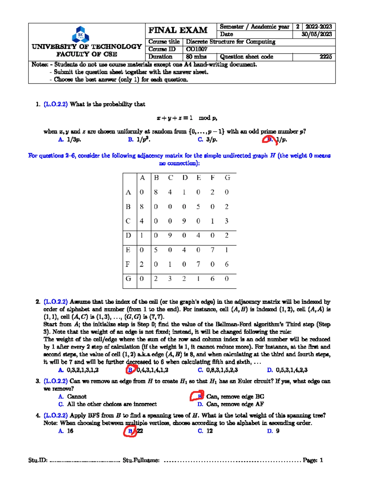 CO1007 - Discrete Structures Midterm Exam Solutions for K2221 - Studocu