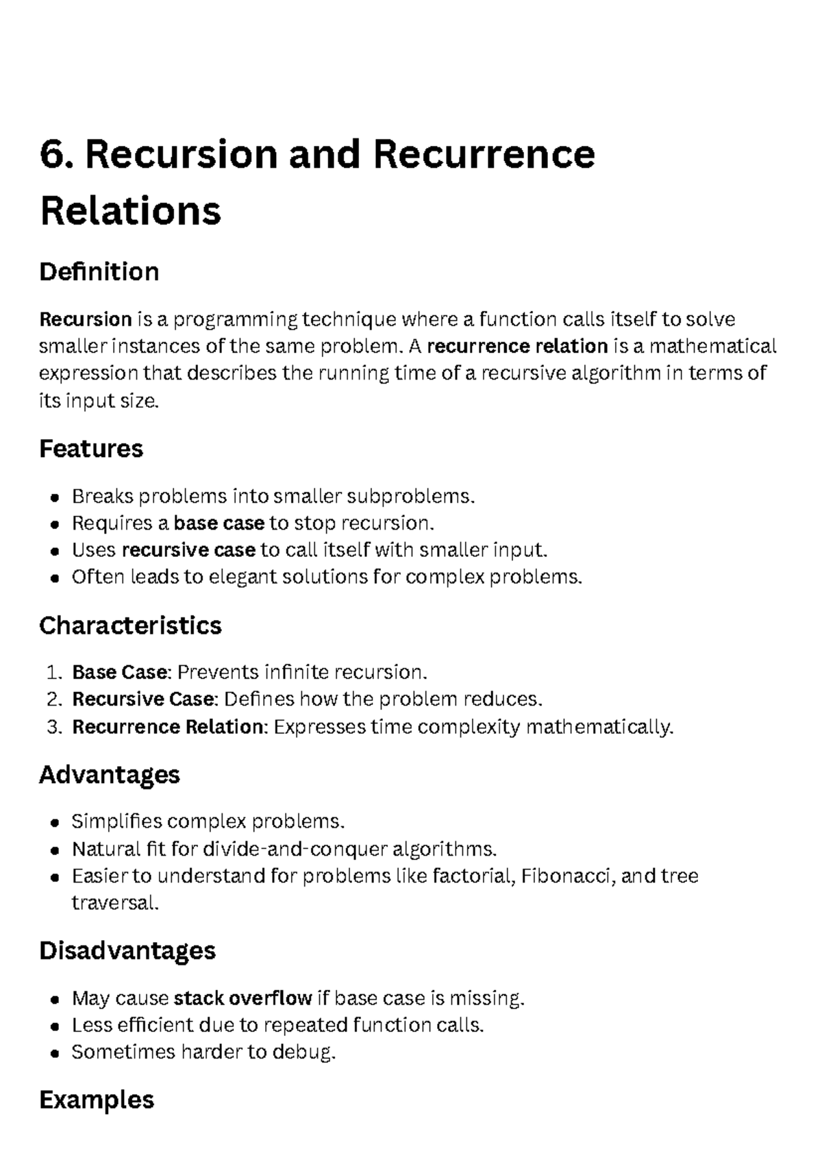 6. Recursion, Recurrence Relations & Algorithm Design Techniques (CS101 ...