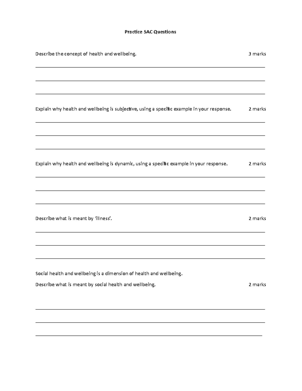 Practice SAC Questions - Chapter 1 - Practice SAC Questions Describe ...