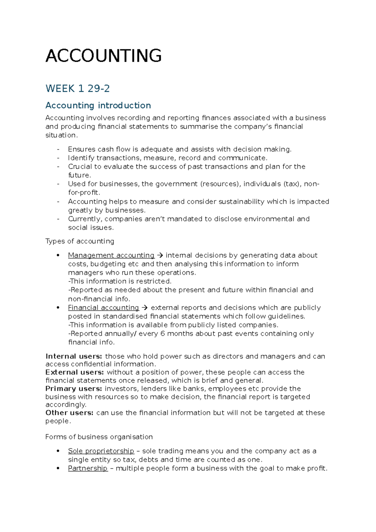 Accounting 101 - Comprehensive Course Notes for Full Semester - Studocu