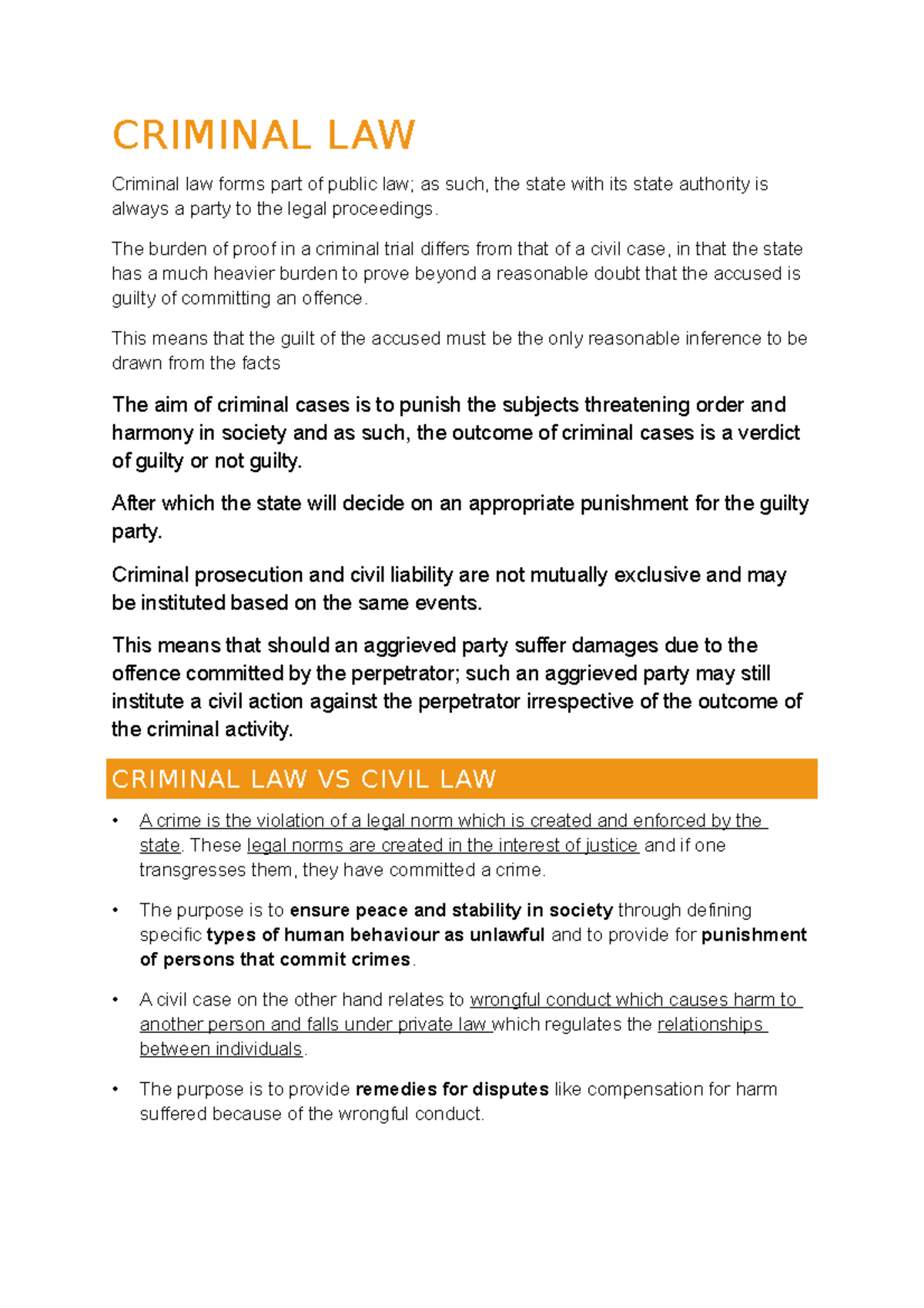 Week 3 - Overview of Criminal Law Principles and Summaries - Studocu