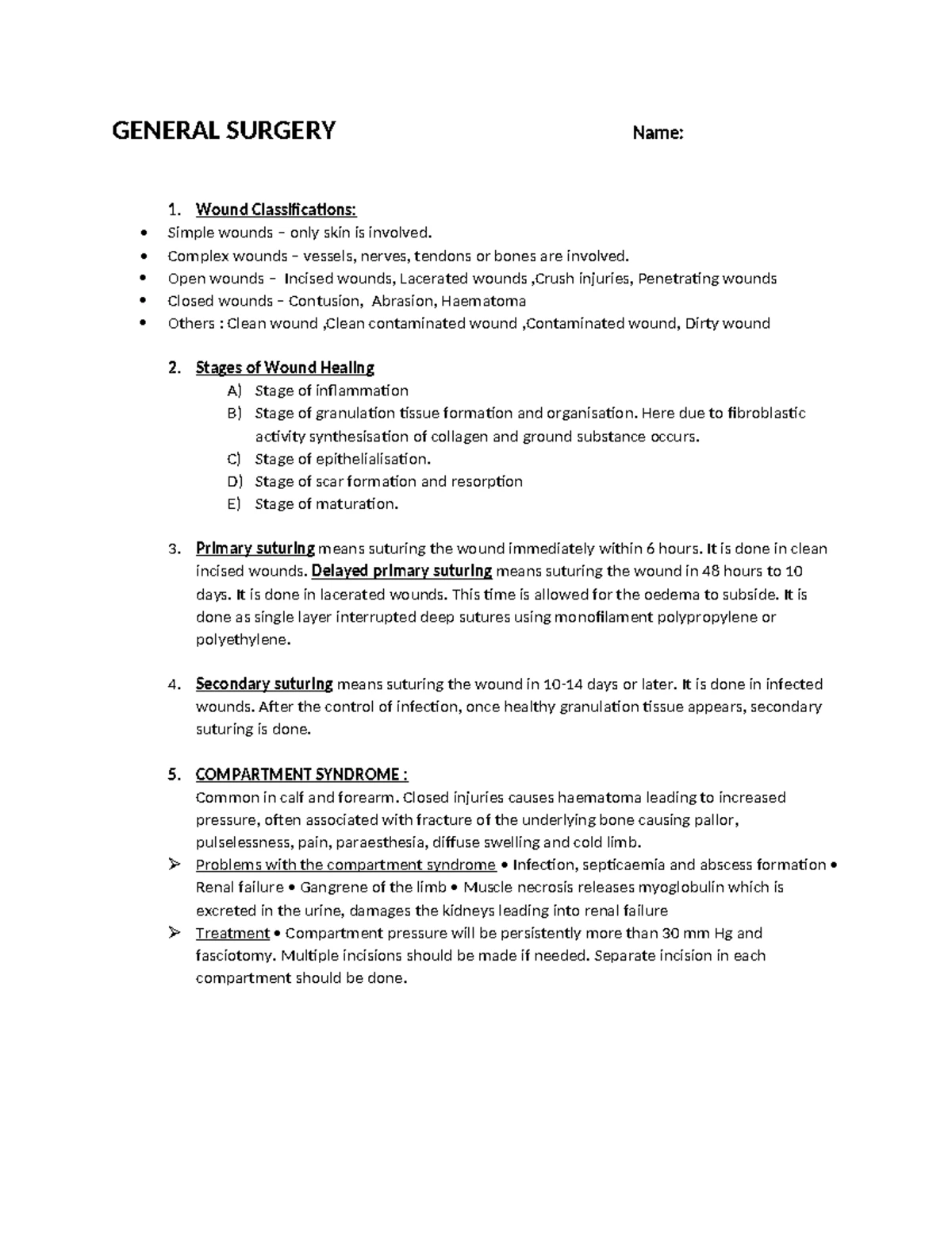 Surgery - Notes - General Surgery (Includes Orthopedics [I] and ...