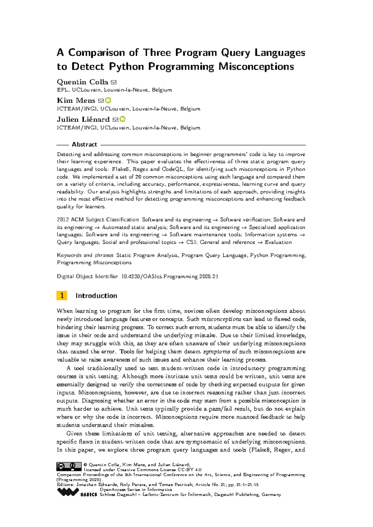 A Comparative Study of PQLs for Detecting Python Misconceptions (EPL ...