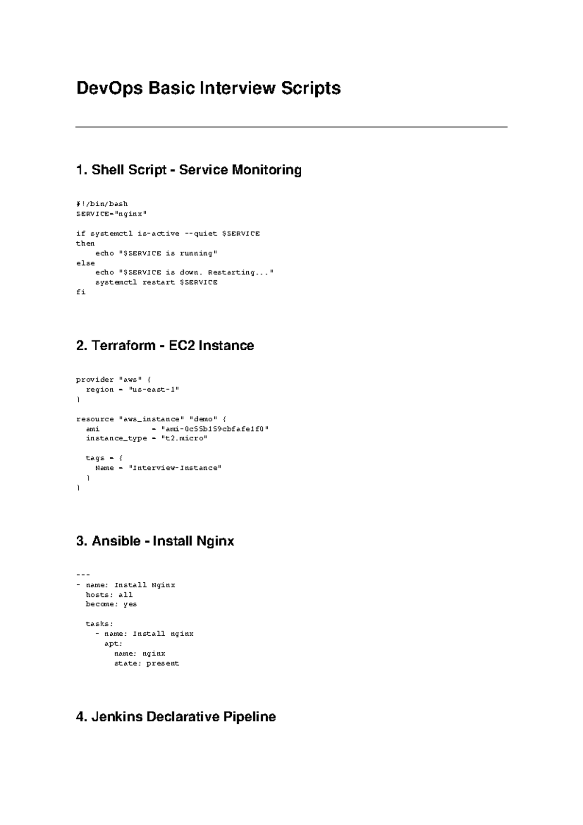 DevOps Interview Scripts: Shell, Terraform, Ansible, Jenkins, Docker ...