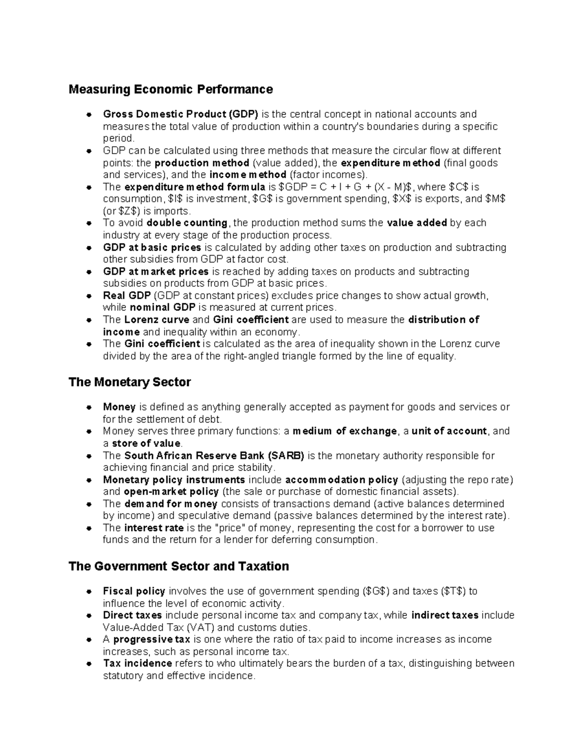 ECON 122 Study Notes: Understanding GDP, Money, and Fiscal Policy - Studocu