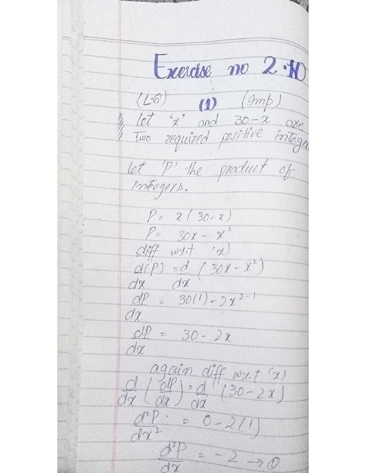 Math 2nd Year Chapter # 2Exercise # 2 - Exercise no 2 (L) (1) (Imp) let ...