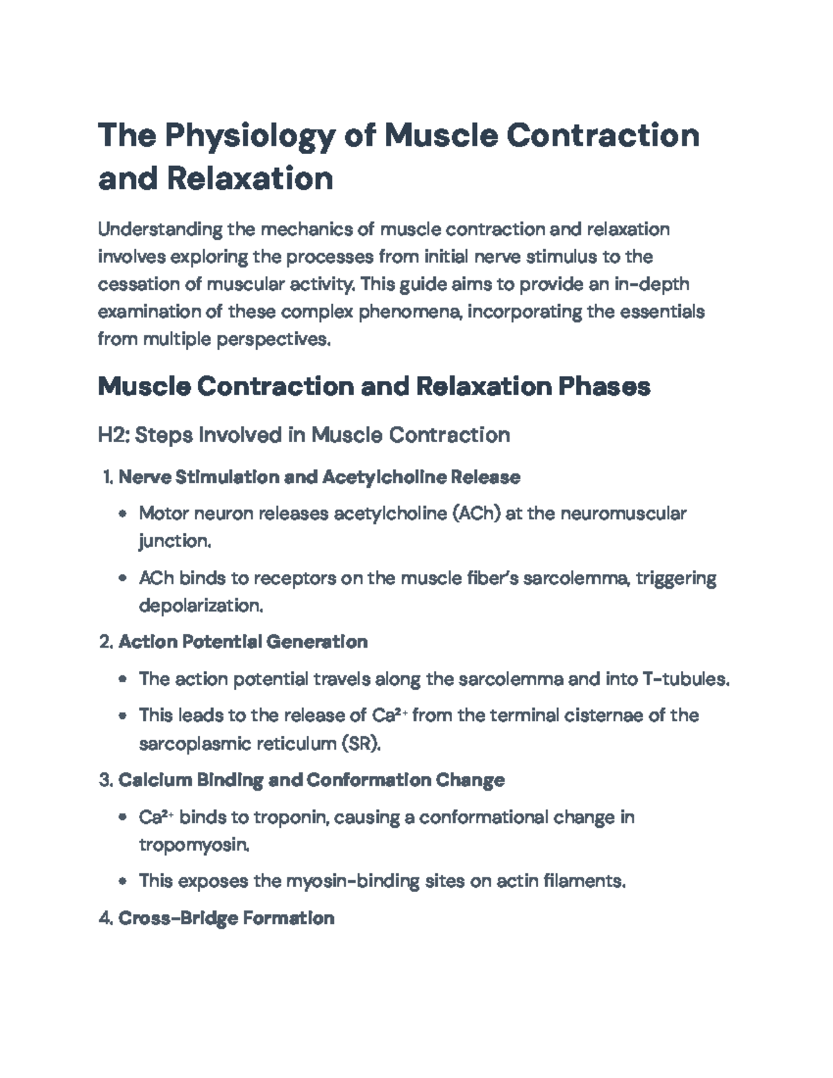 Muscle Contraction and Relaxation: A Comprehensive Guide (BIOL101 ...