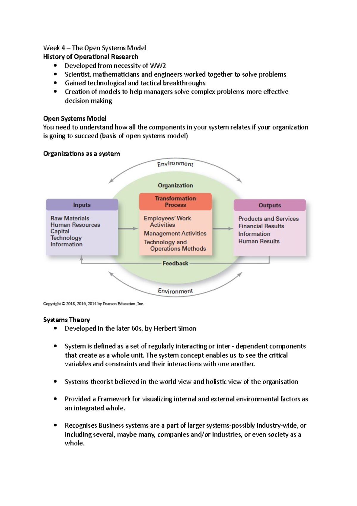 Week 4 - Open Systems Theory Notes - Week 4 – The Open Systems Model ...