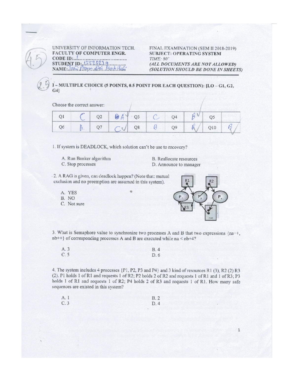 OS Final Exam (SEM II) - Faculty of Computer Engineering 2018-2019 ...