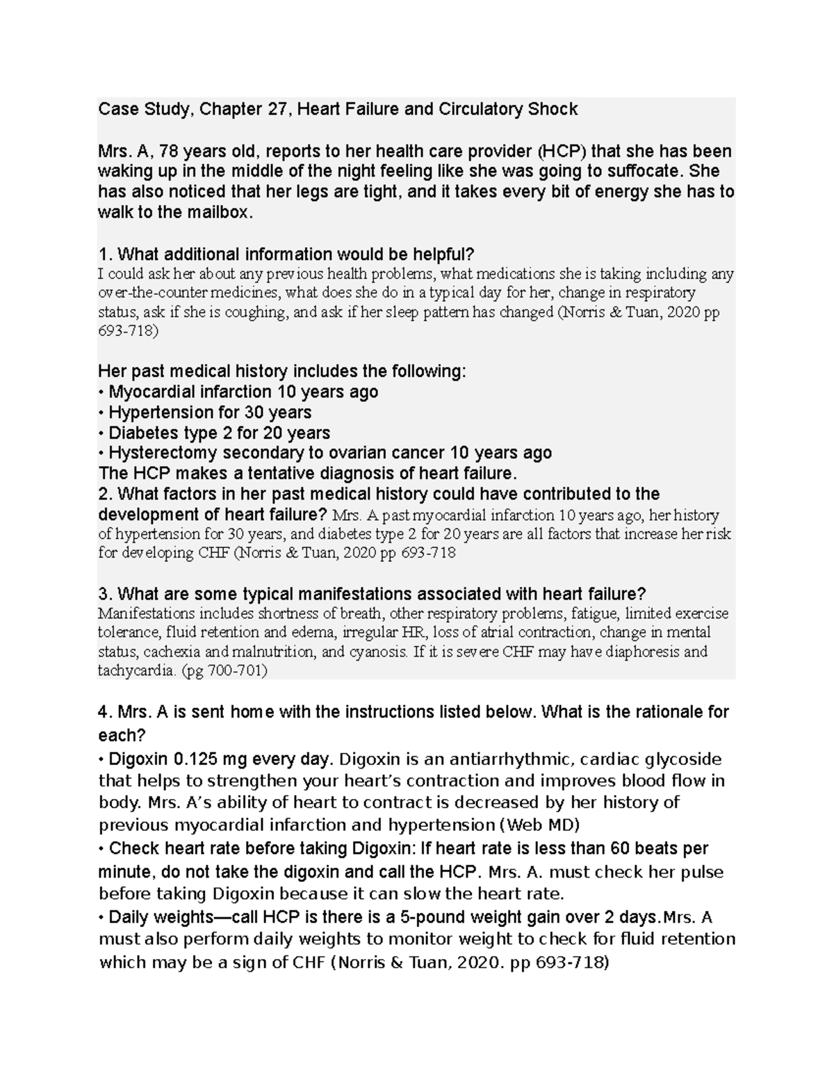NURS 5006 Case Study: Heart Failure & Circulatory Shock Analysis - Studocu