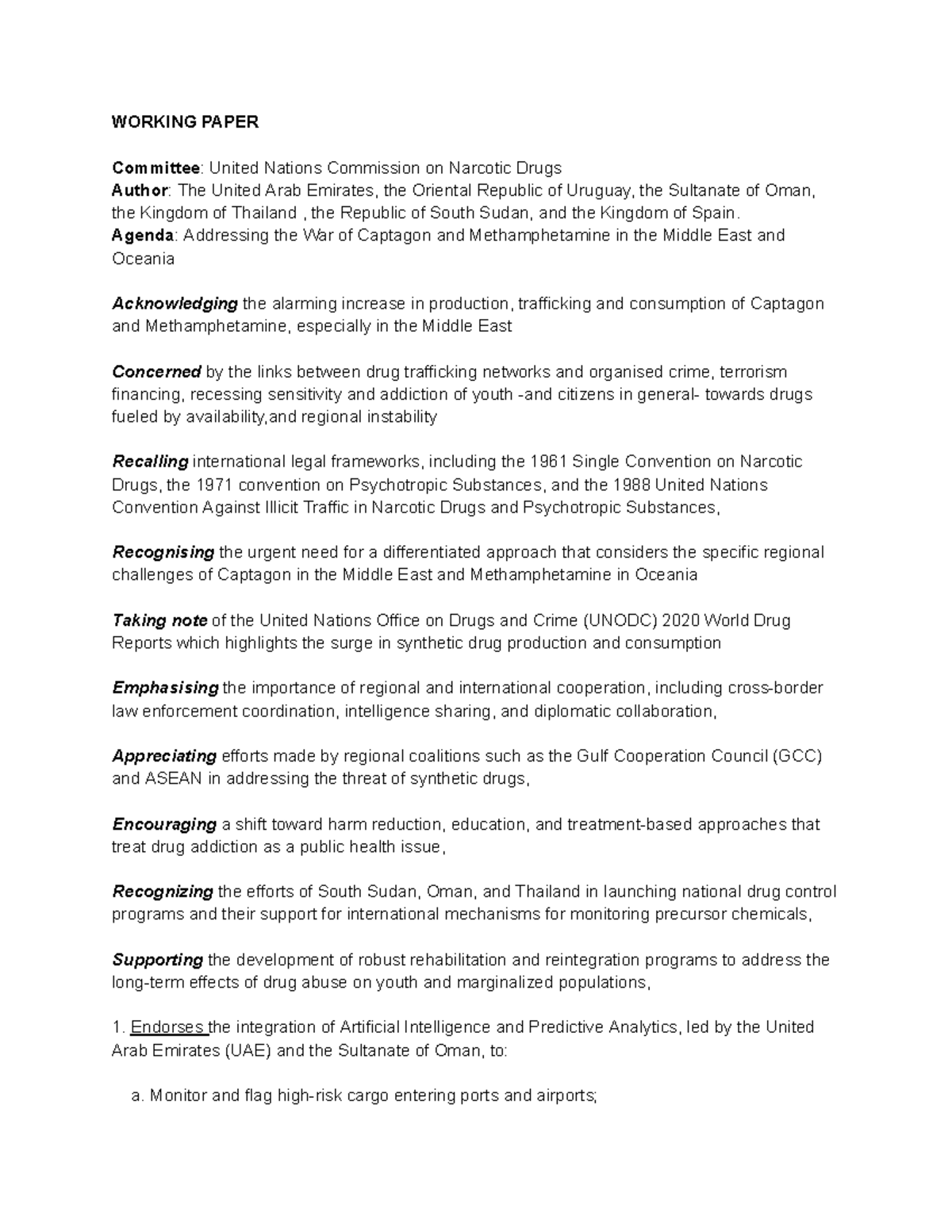 UN Working Paper: Addressing Captagon & Methamphetamine Crisis in the ...