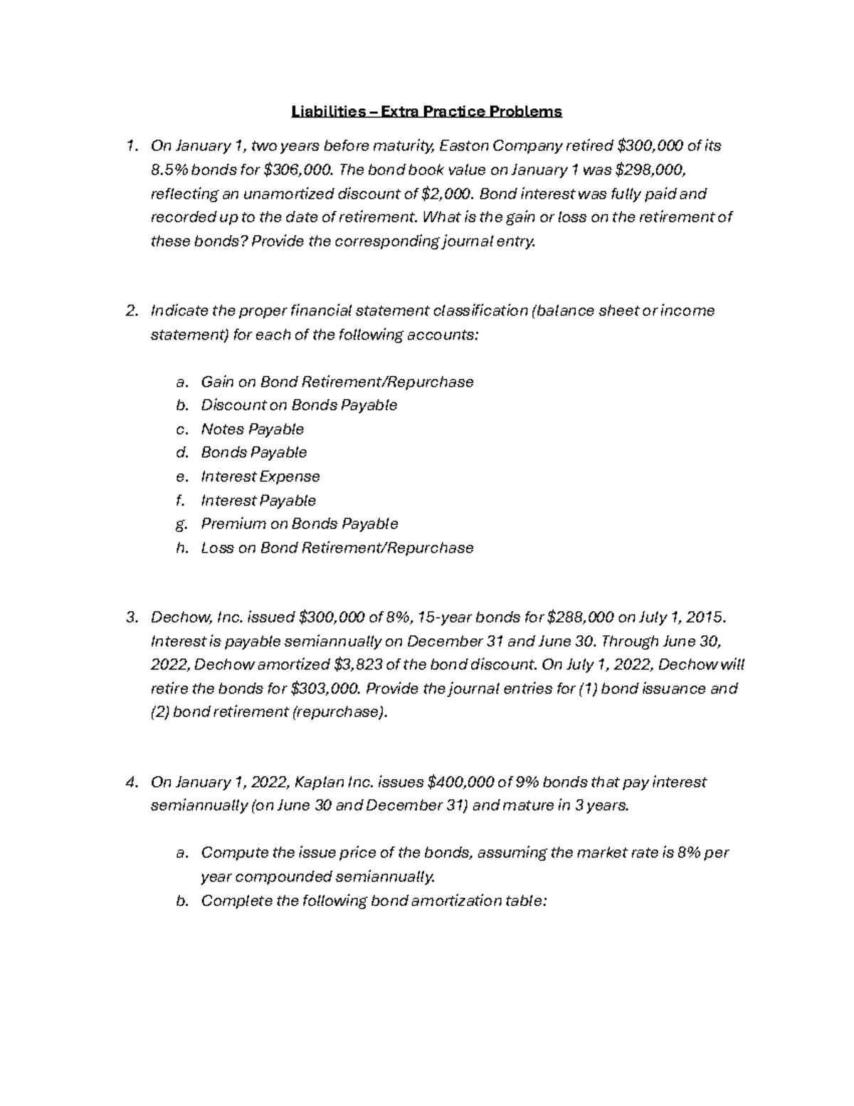 Liabilities Practice Problems (ACC 101) with Journal Entries ...