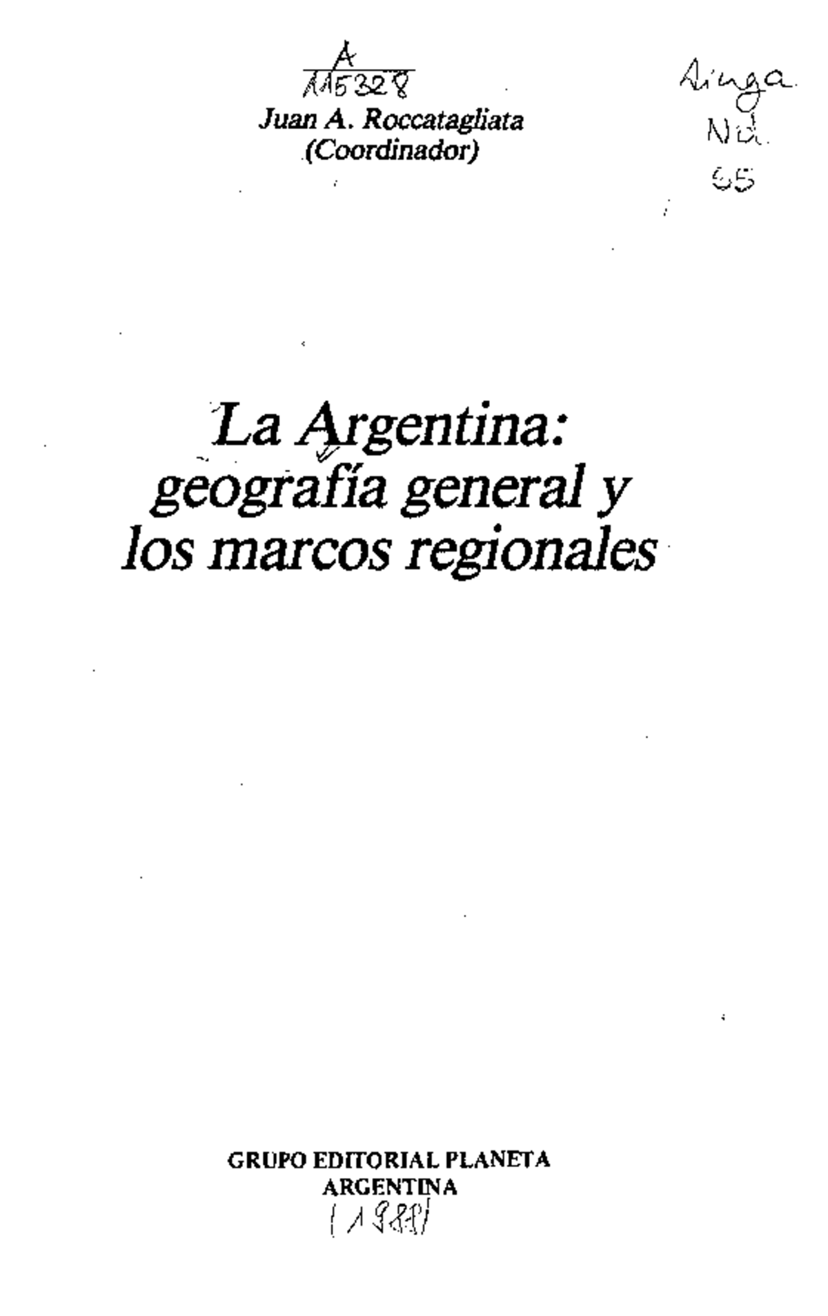 Geografía General de Argentina - Dr. Juan A. Roccatagliata - Document Preview
