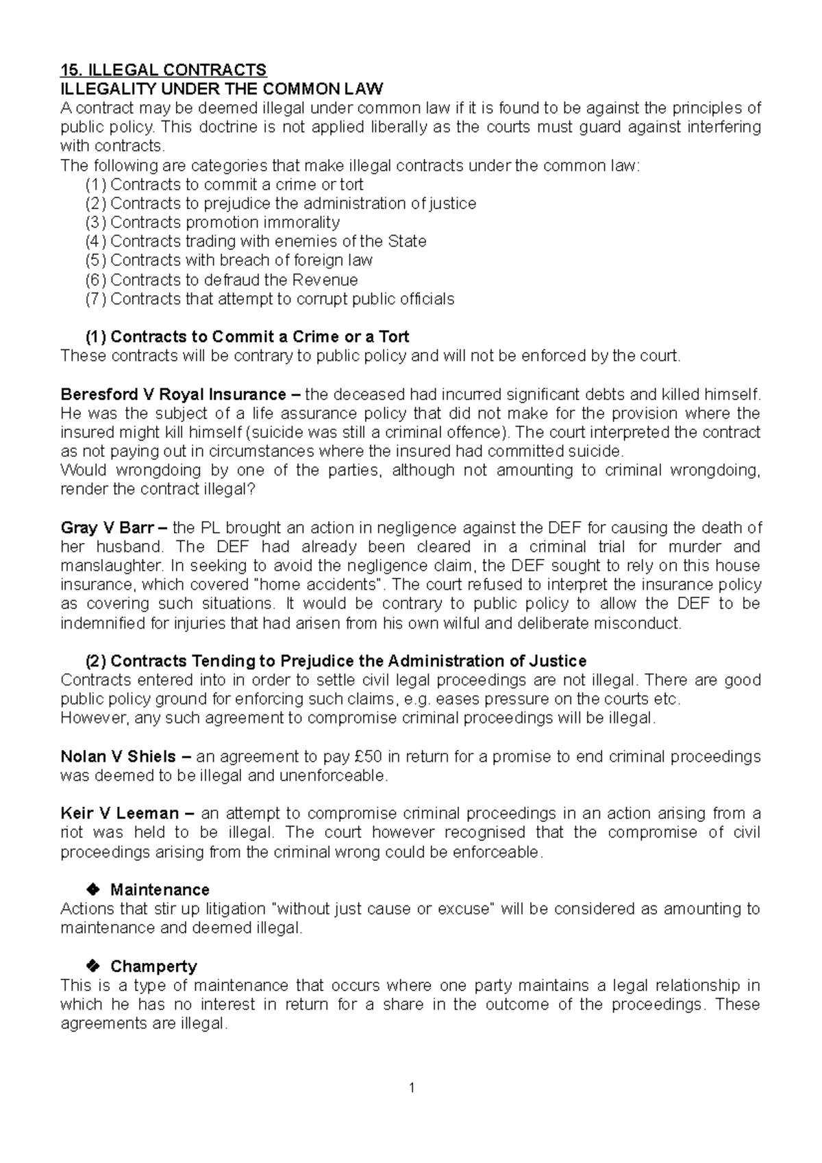 15. Common Law Illegality in Contracts: Key Principles and Cases - Studocu