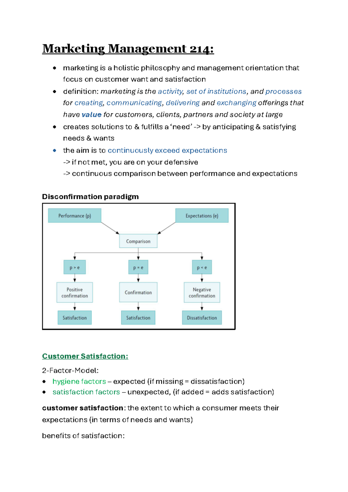 Marketing Management 214: Key Concepts & Customer Satisfaction Insights ...