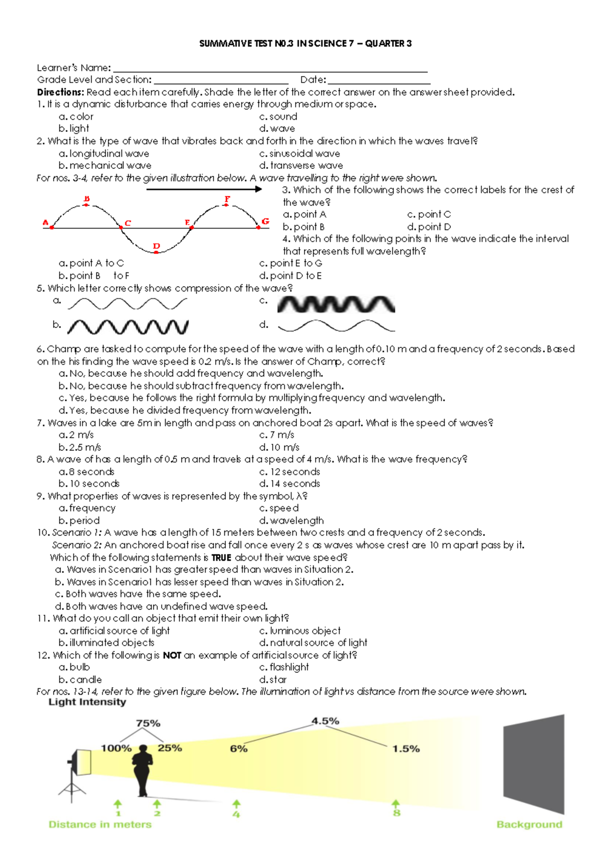 Summative TEST IN Science 7 Q3 - SUMMATIVE TEST N0 IN SCIENCE 7 ...