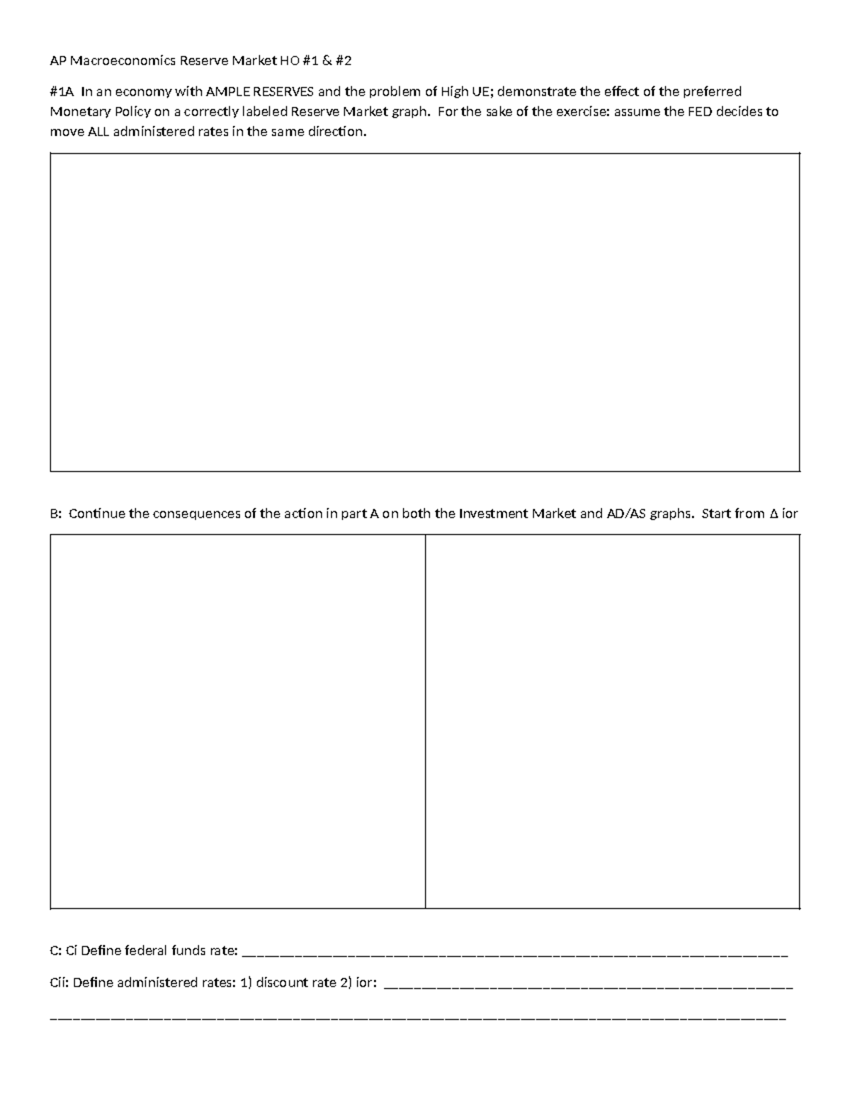 AP Macroeconomics Reserve Market Homework Analysis & Graphs - Studocu