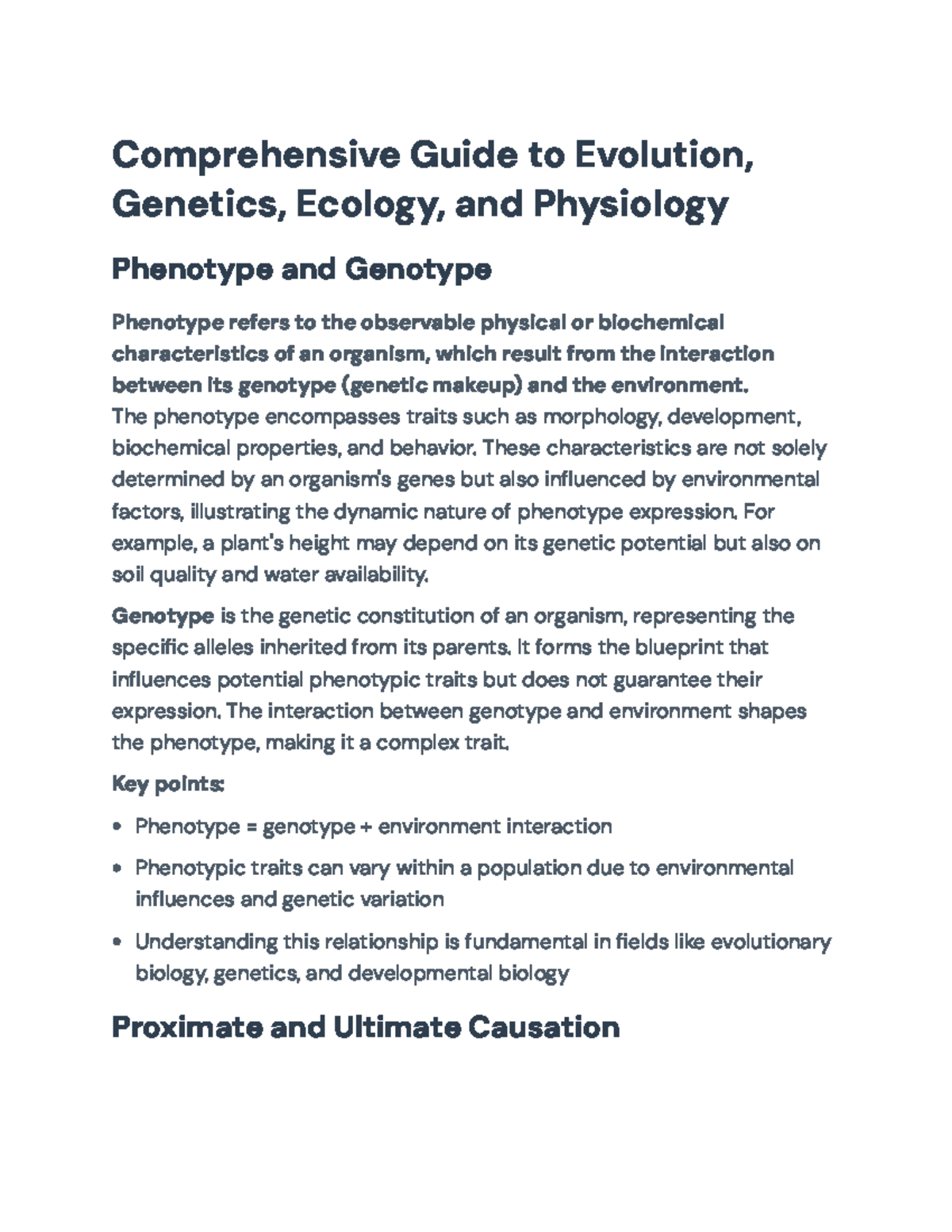Comprehensive Biology Overview: Evolution, Genetics, and Ecology ...