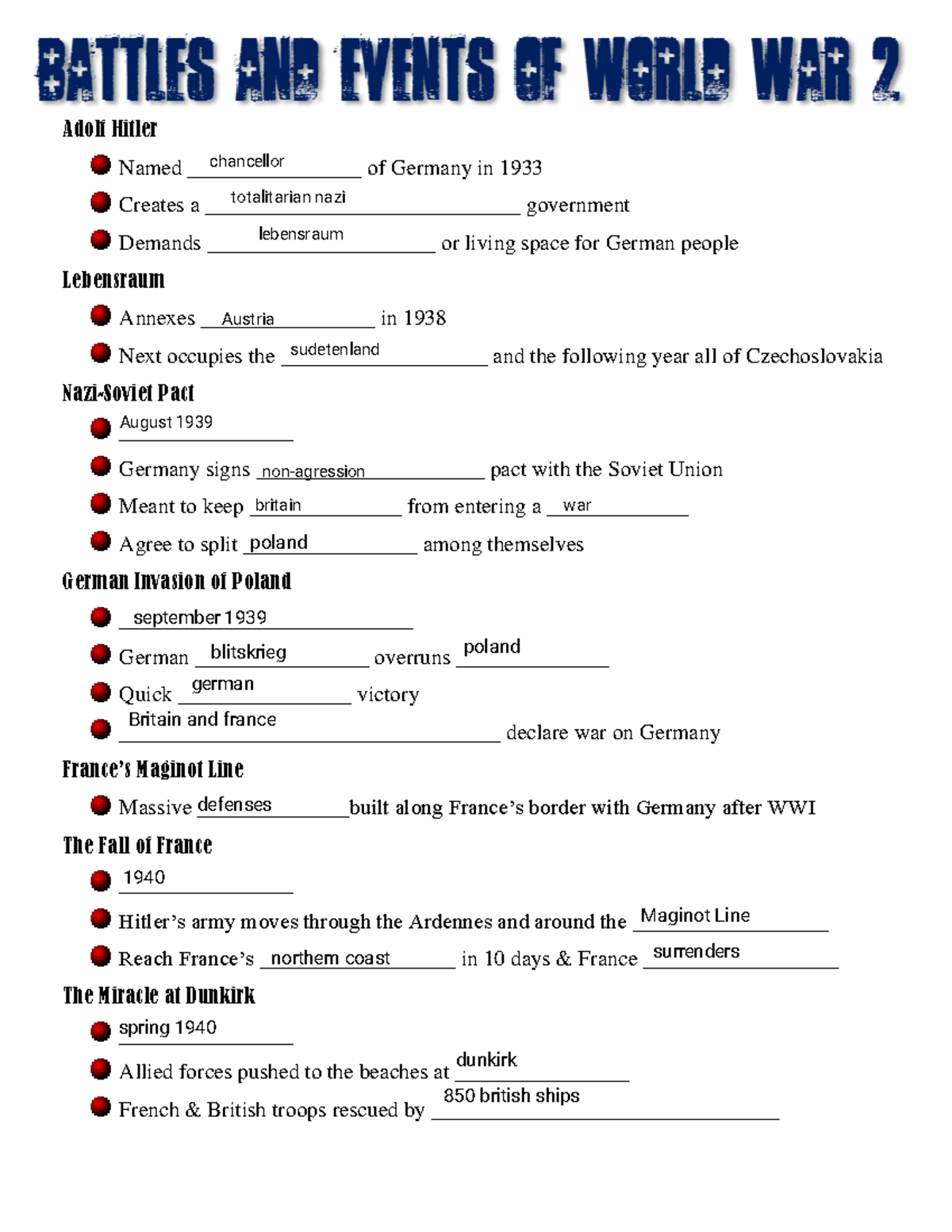 Kami Export - 03 - Battles and Events of WW2 Notes Page - Adolf Hitler ...