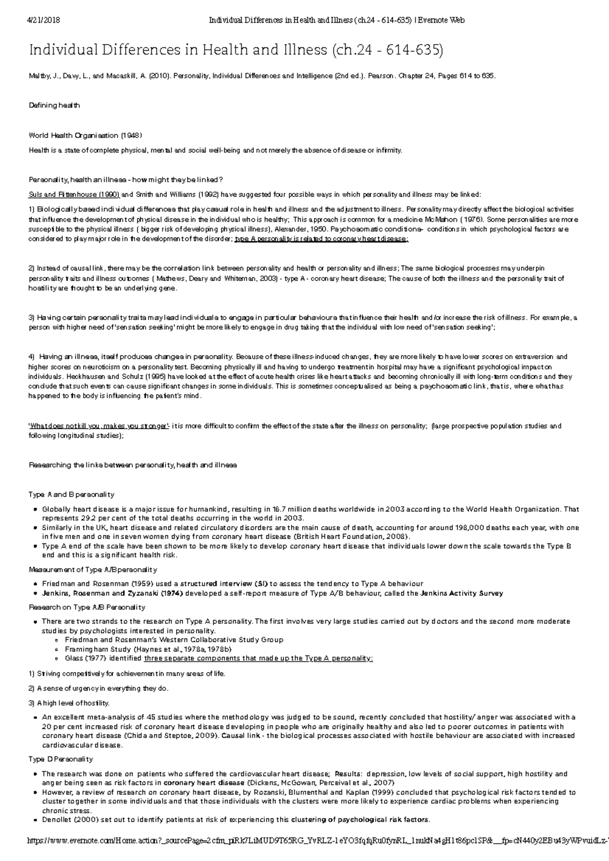 Individual Differences in Health and Illness (ch.24 - 614-635 ...