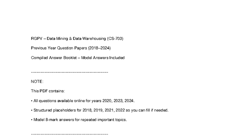 RGPV DMW 2018-2024 PYQ Compilation with Model Answers - Studocu