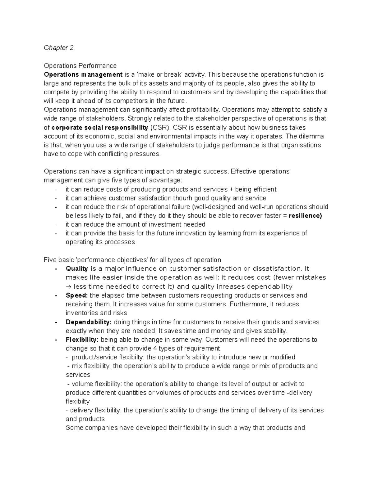 Chapter 2: Key Concepts in Operations Management (OM 101) - Studocu