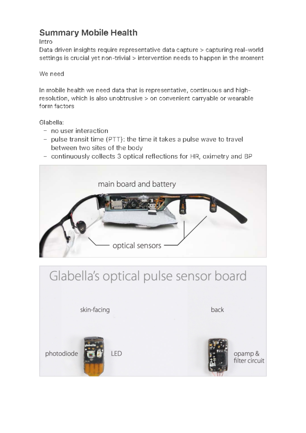 Summary of Mobile Health Concepts - Lecture Notes - Document Preview