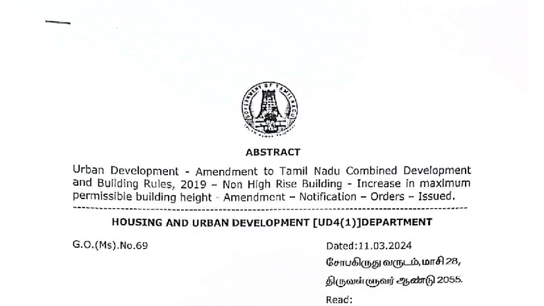 MASSACHUSETTS OF ABSTRACT: Amendment to Tamil Nadu Building Rules 2019 ...