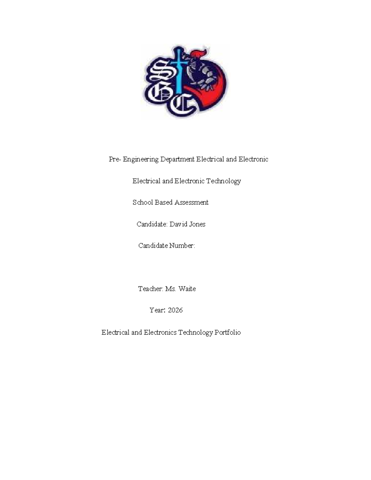 SBA Portfolio for Electrical & Electronics Tech (ENG 2026) - Studocu