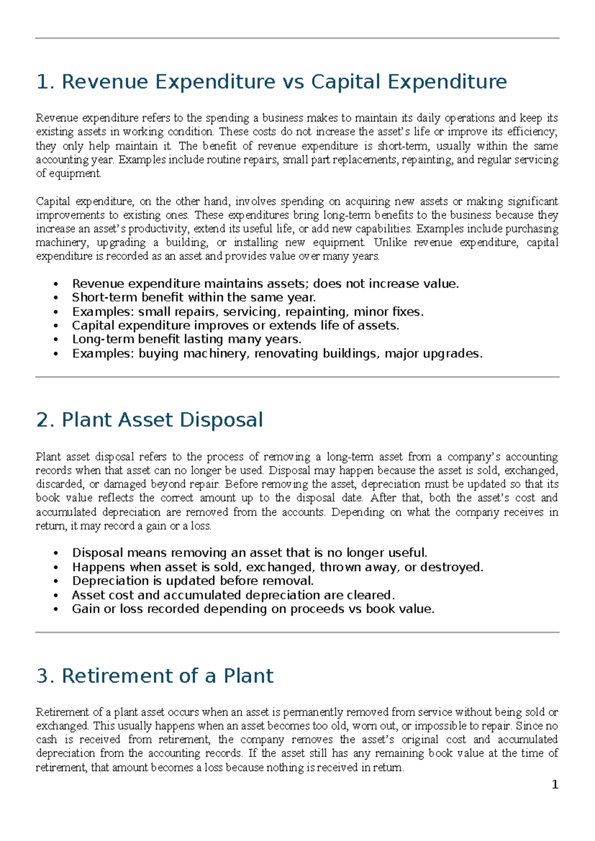 Acc II - Revenue vs Capital Expenditure & Asset Disposal Insights - Studocu