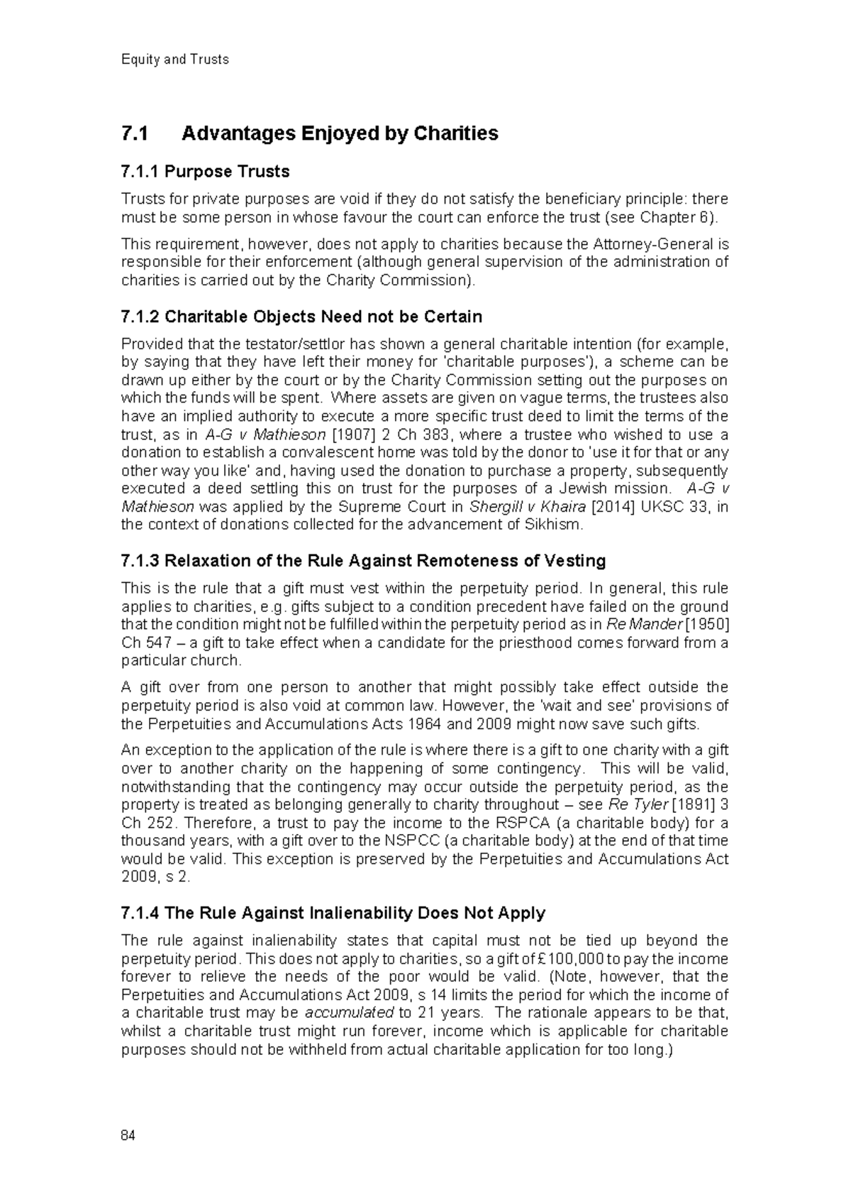 Equity and Trusts - Charitable Purposes Lecture Notes 7 - Studocu