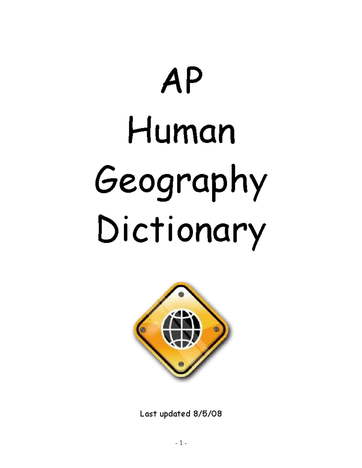 AP HUG Dictionary: Key Terms and Concepts for Geography - Studocu