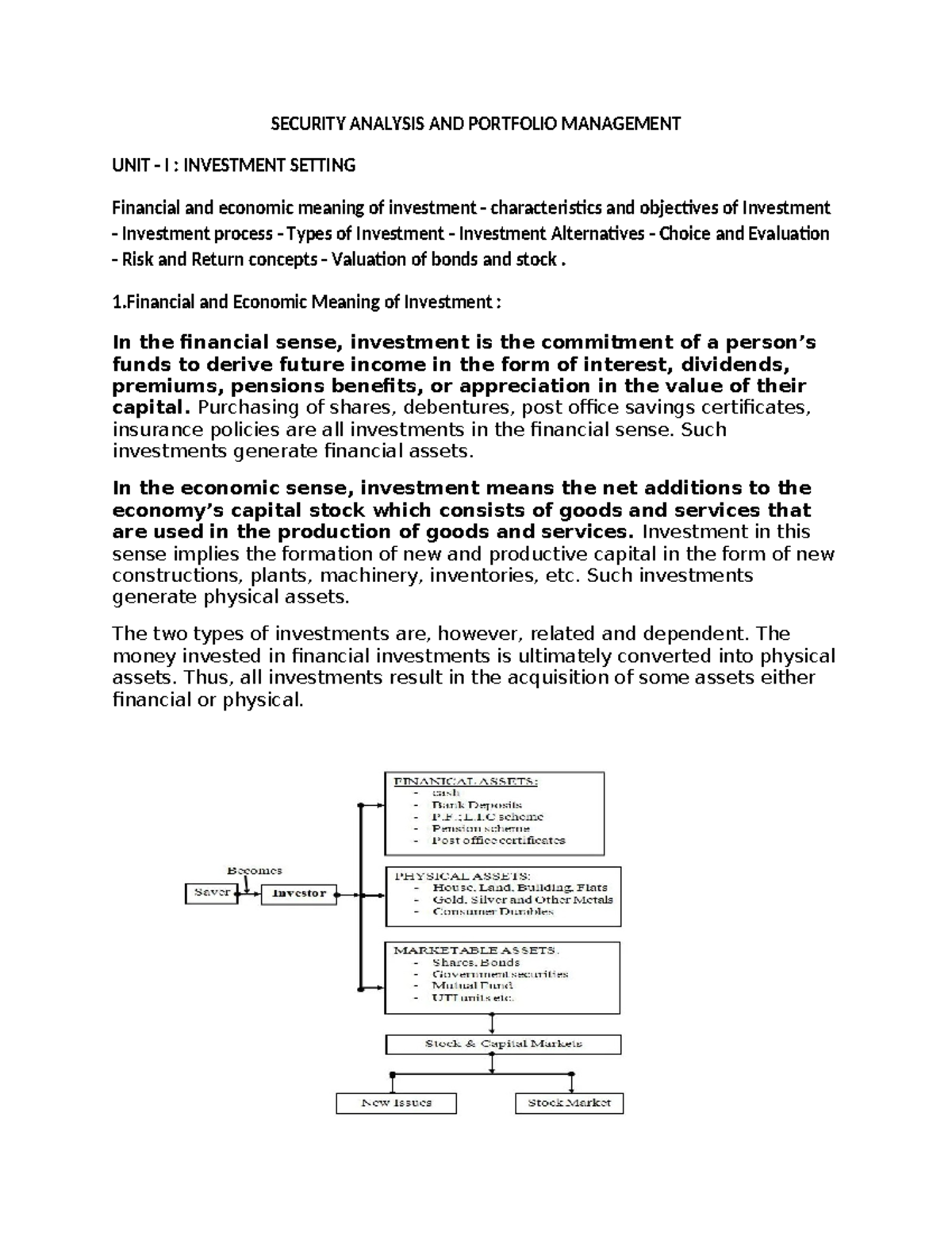 Security analysis and Portfolio management - SECURITY ANALYSIS AND ...