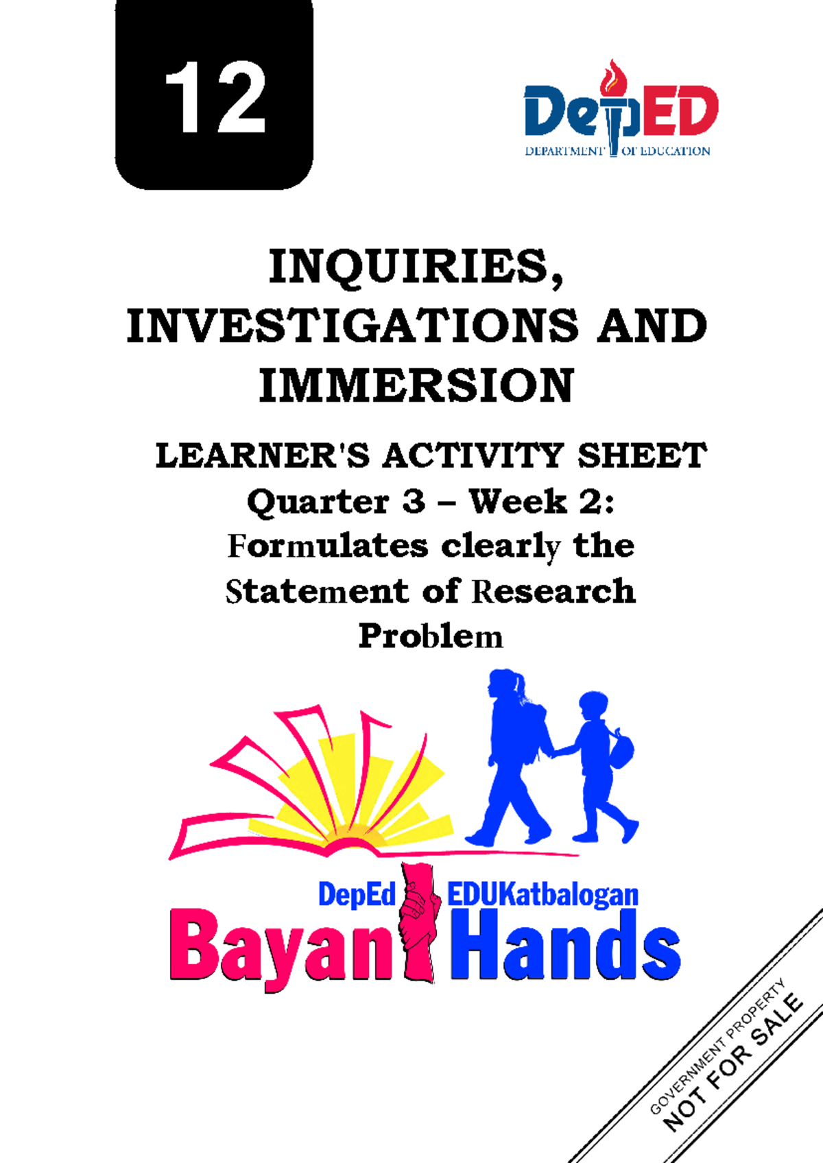G12 Q3 LAS Week 2: Formulating Research Problem Statements - Studocu