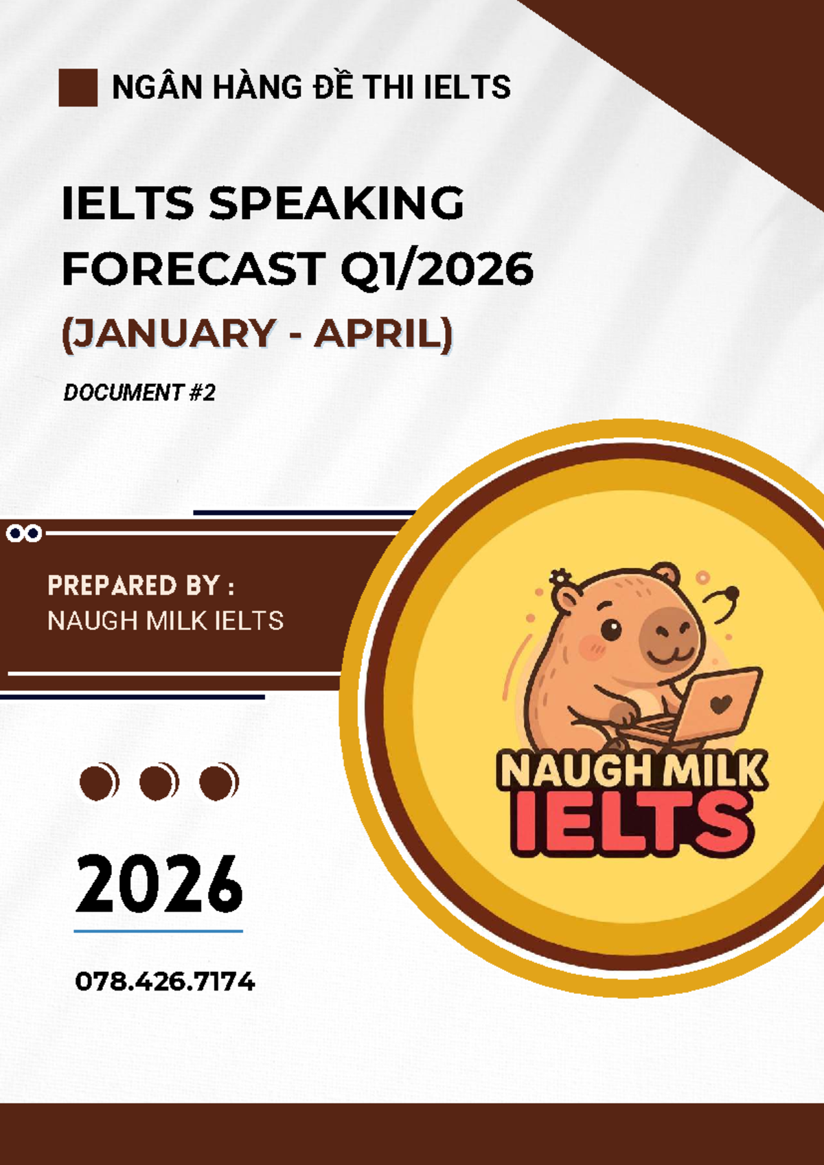 Dự Đoán Đề Thi IELTS Speaking Quý 1/2026 - Naugh Milk IELTS - Studocu