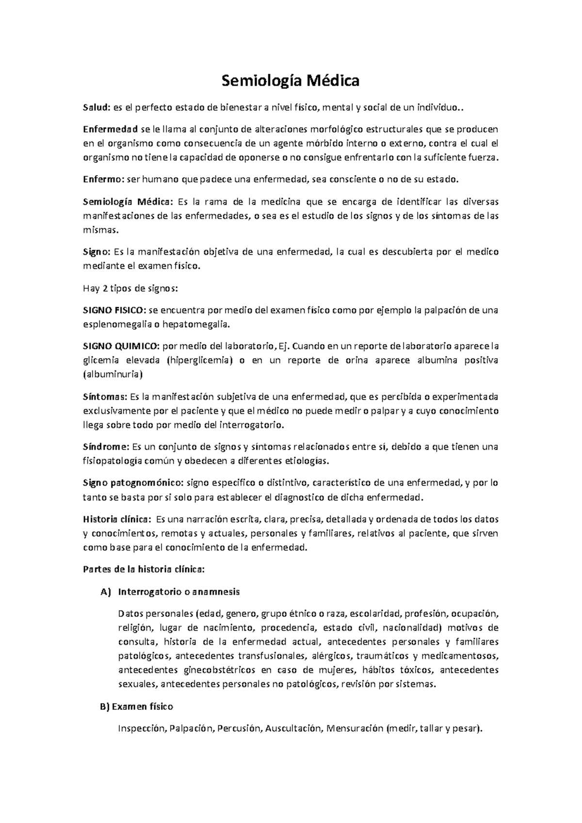 Resumen de Semiología Médica (Código: SEM-101) - Document Preview