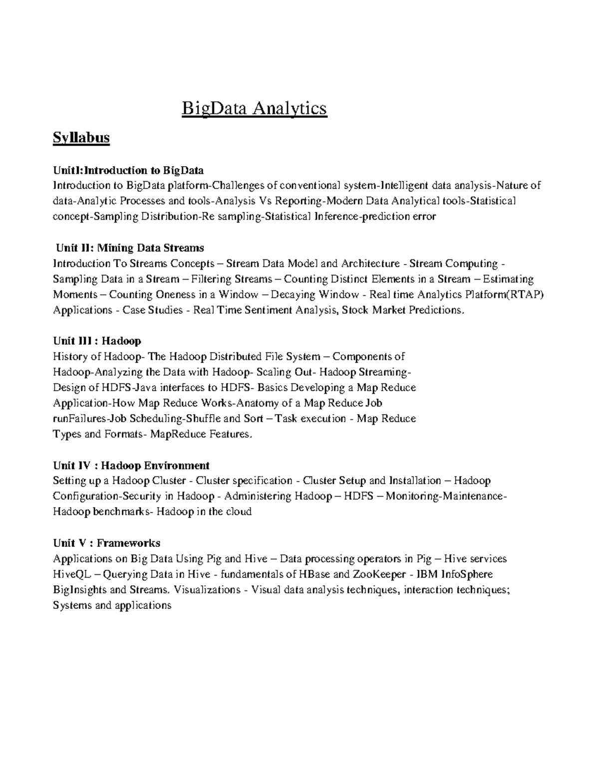 Big Data Analytics: Concepts, Challenges, and Technologies (CS 101 ...