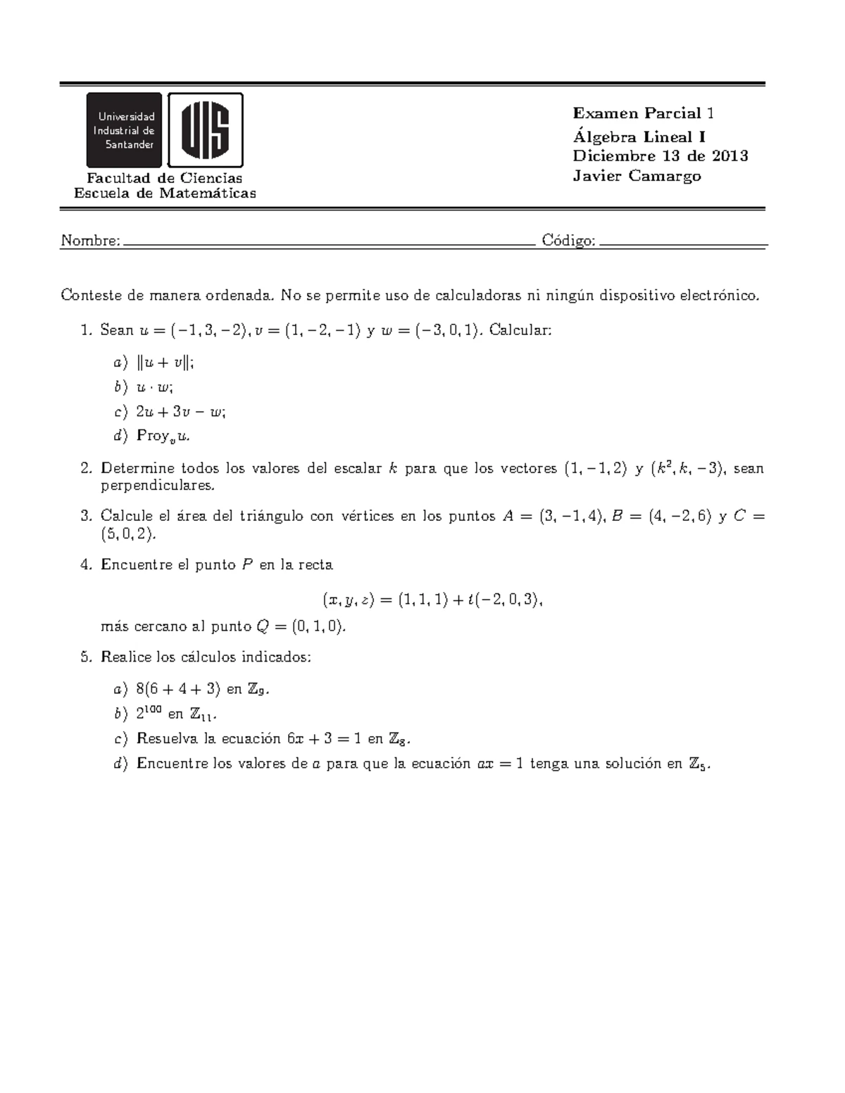 1er Parcial ALGEBRA LINEAL I 2023 - Examen Facilito - Studocu