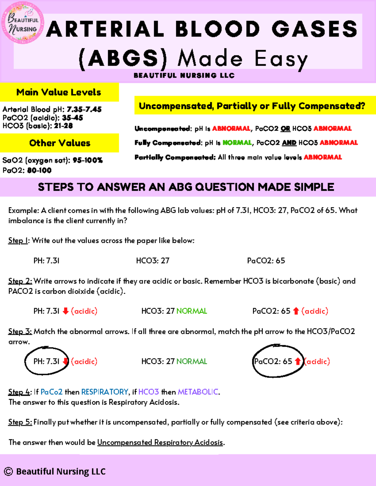 ABGs Made Easy Copyright BN - ####### Example: A client comes in with ...