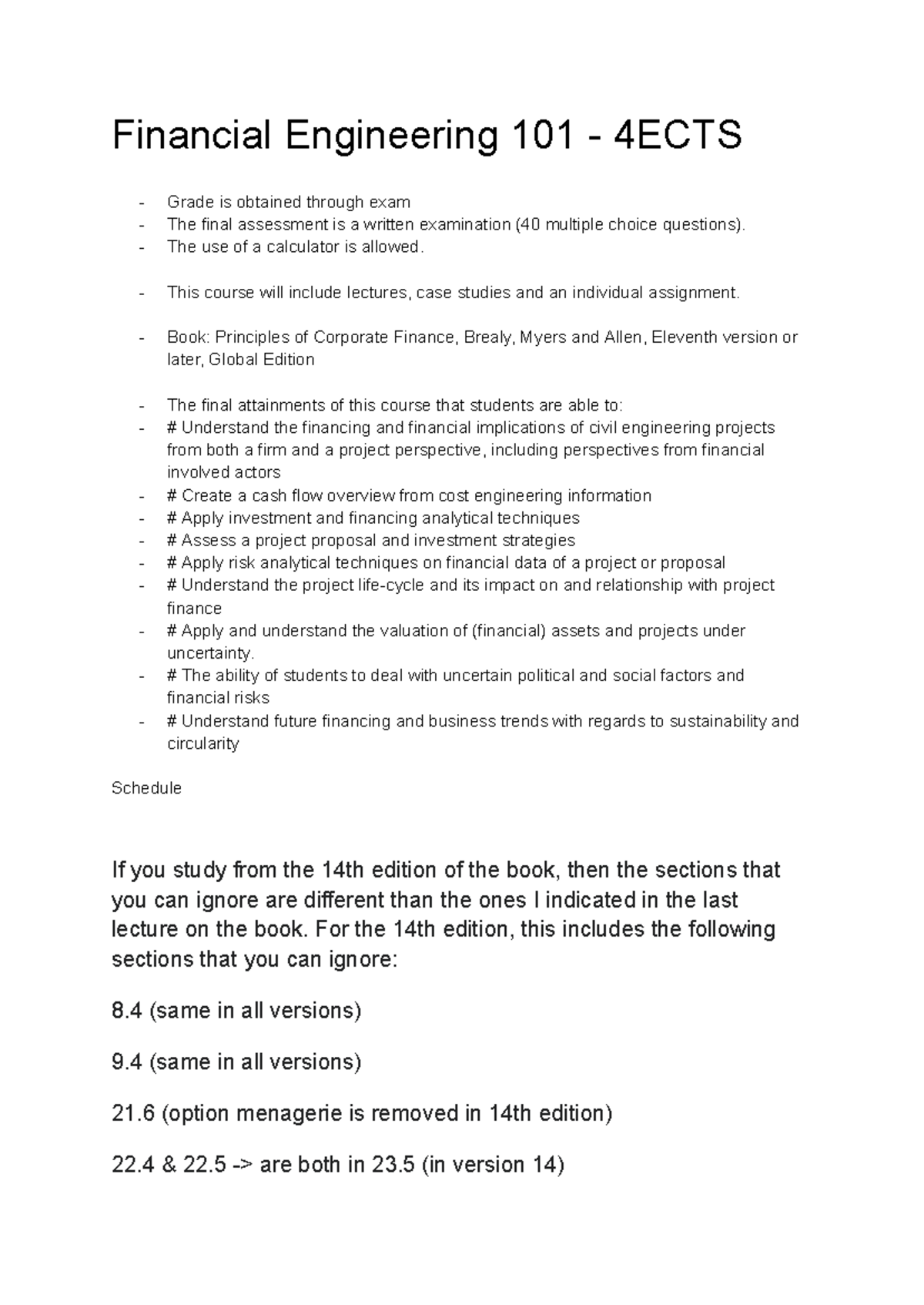 Financial Engineering 101 - Final Exam Review & Study Guide - Studeersnel