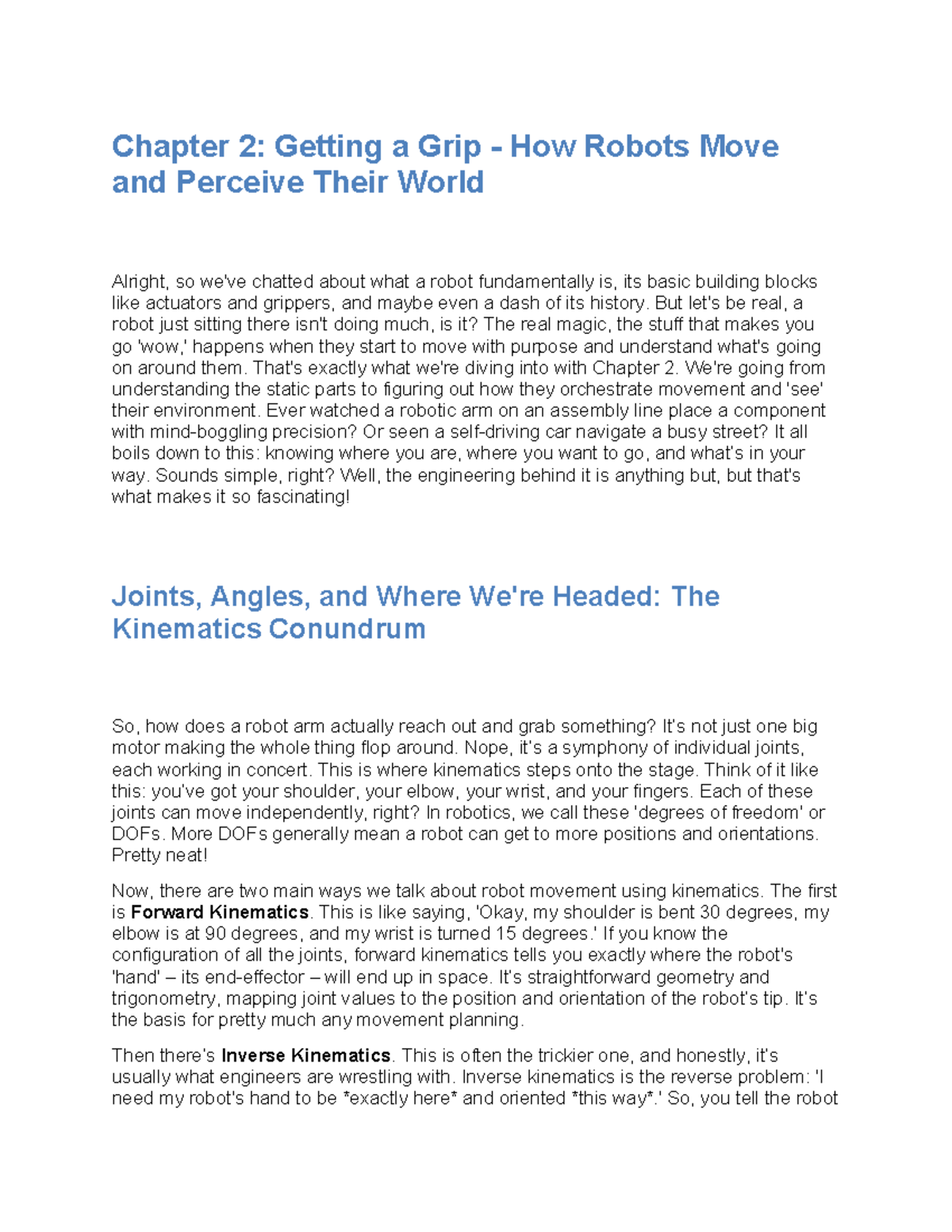 Chapter 2: Understanding Robot Movement and Perception in Robotics ...